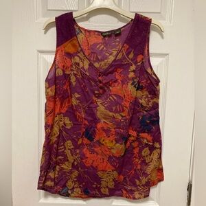 *Eddie Bauer Purple Floral Women’s Sleeveless Medium Blouse #IR